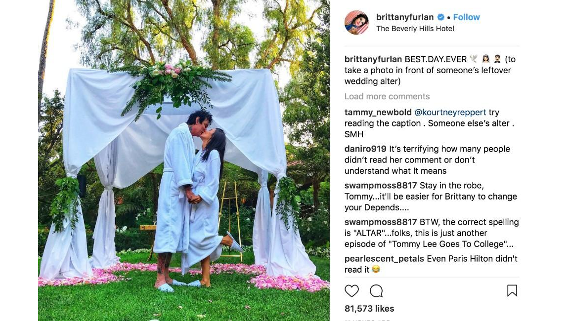 Tommy Lee and Brittany Furlan stage fake wedding shot - 8days
