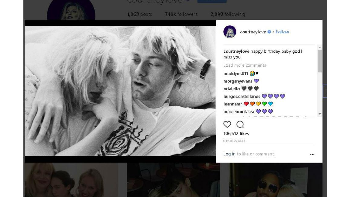 Courtney Love pays tribute to Kurt Cobain on his birthday - 8days