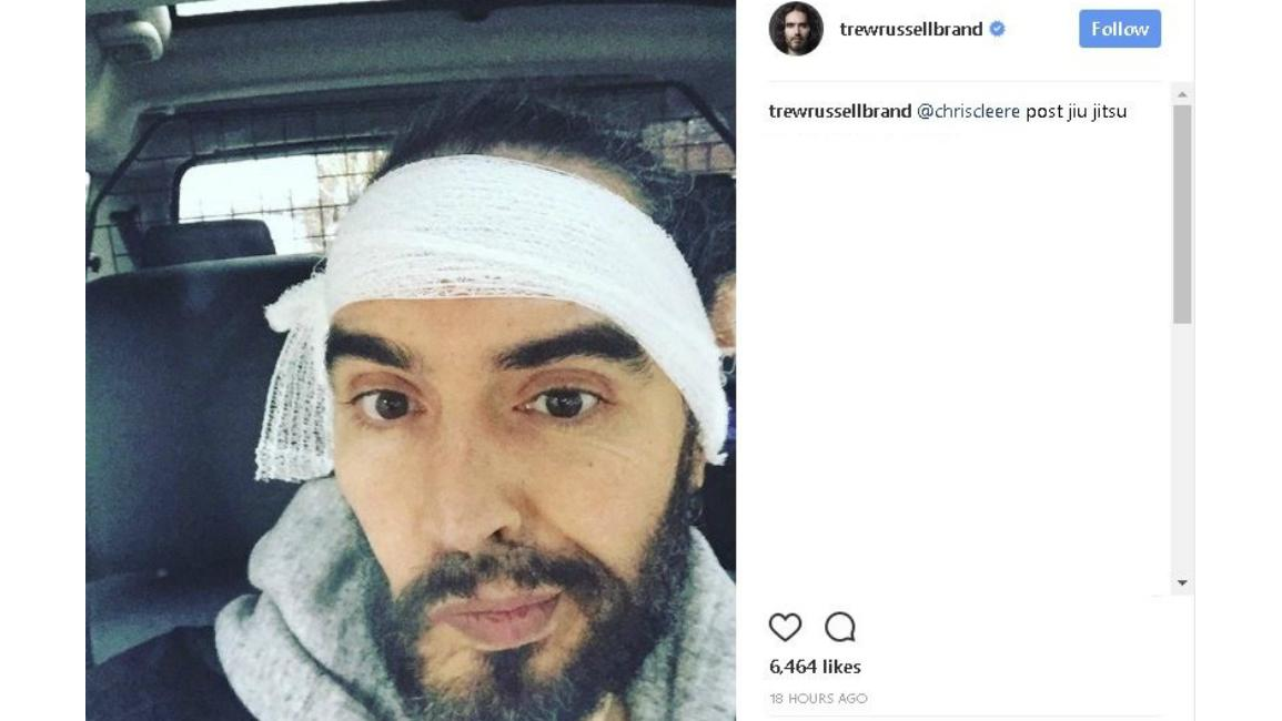 Russell Brand undergoes ear treatment after jiu jitsu injury 8days