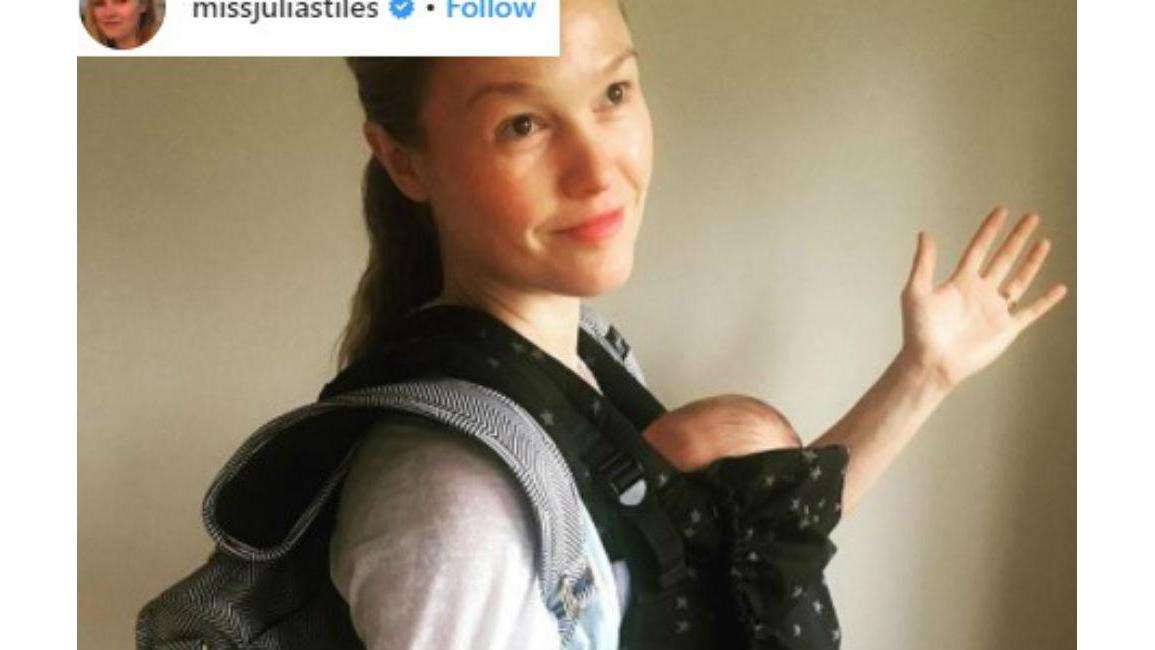Julia Stiles Carries Son Strummer In A Front Pack 8days 