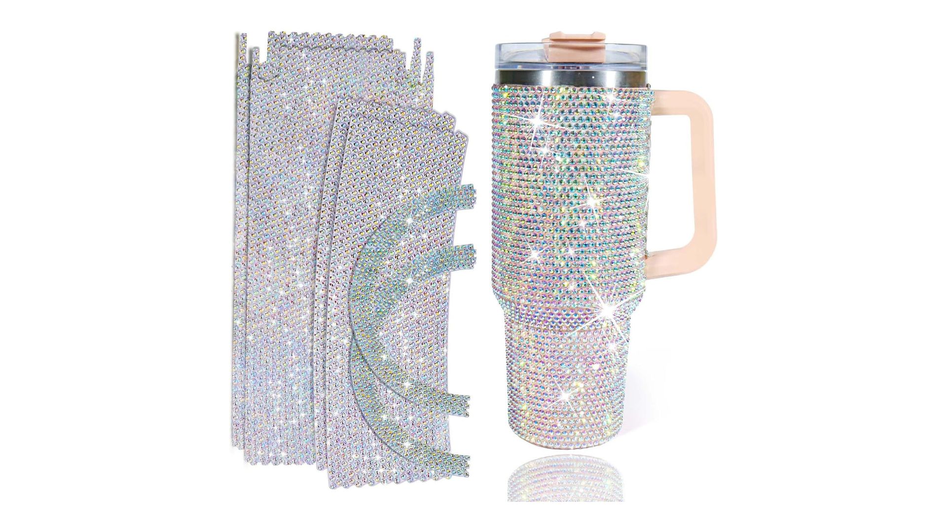 Bling Stanley tumbler - silver bling - bedazzled premium rhinestones 40 oz  cup with handle - hard to find cup - stanley cup