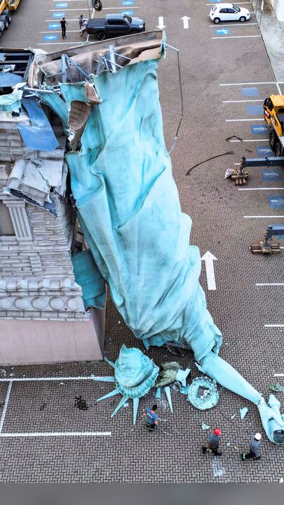 Statue of Liberty replica in Brazil topples during storm - CNA