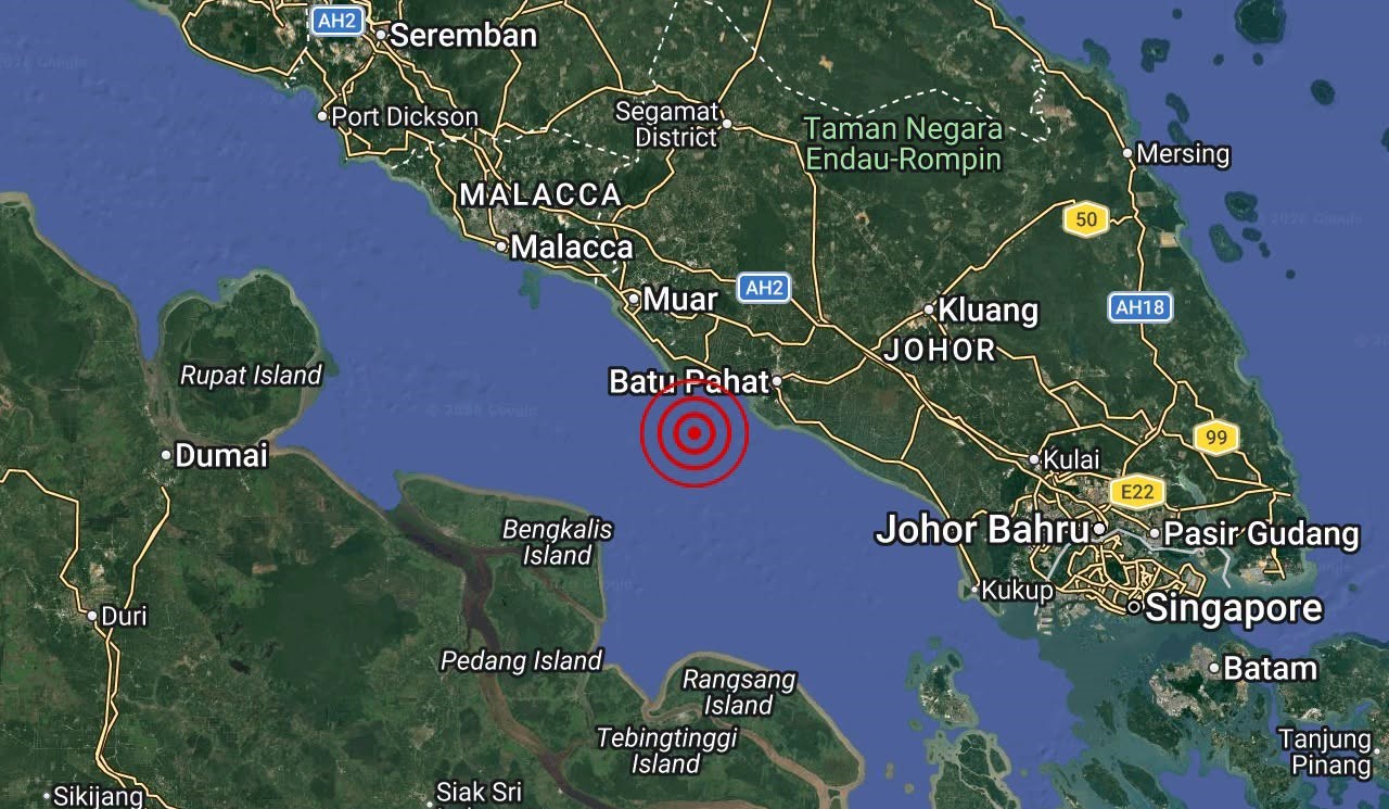 Weak 3.3-magnitude earthquake hits waters off Johor 