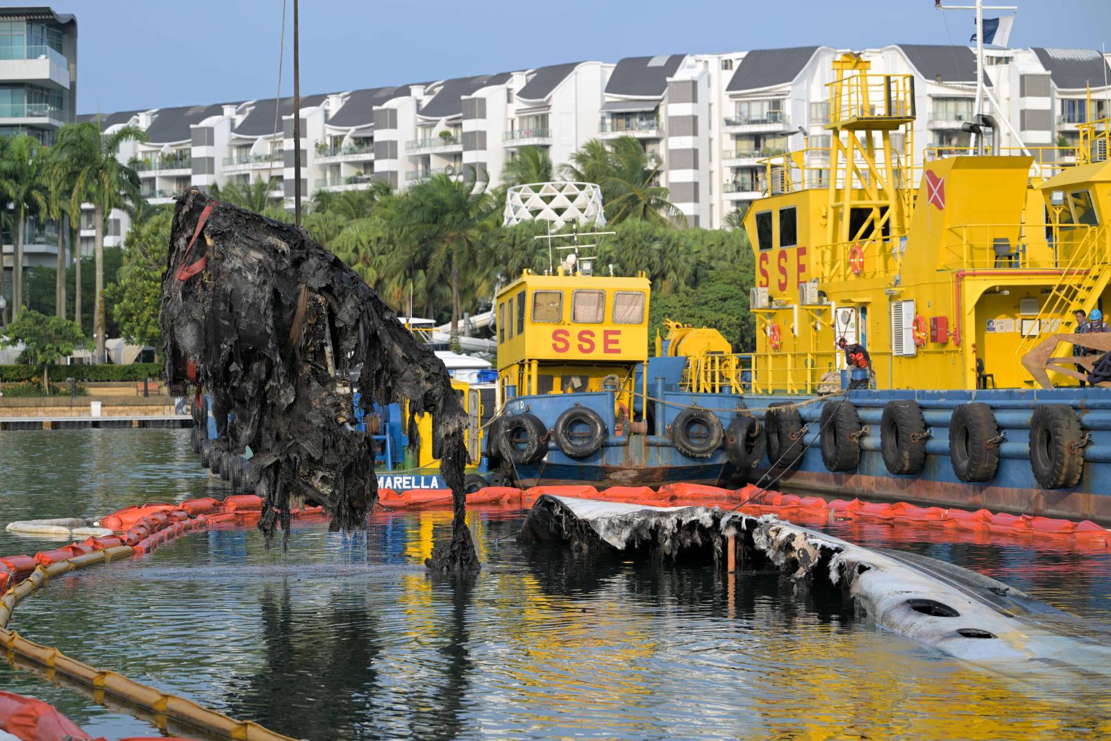 Salvage operation to remove wreck of luxury yacht at Sentosa Cove begins a month after blaze