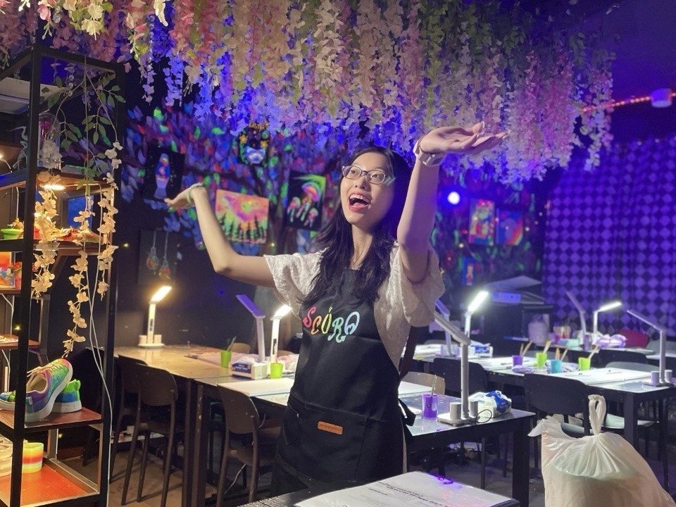 She quit school twice. Her horror art studio nearly closed. Now, its neon art jams book out most weekends