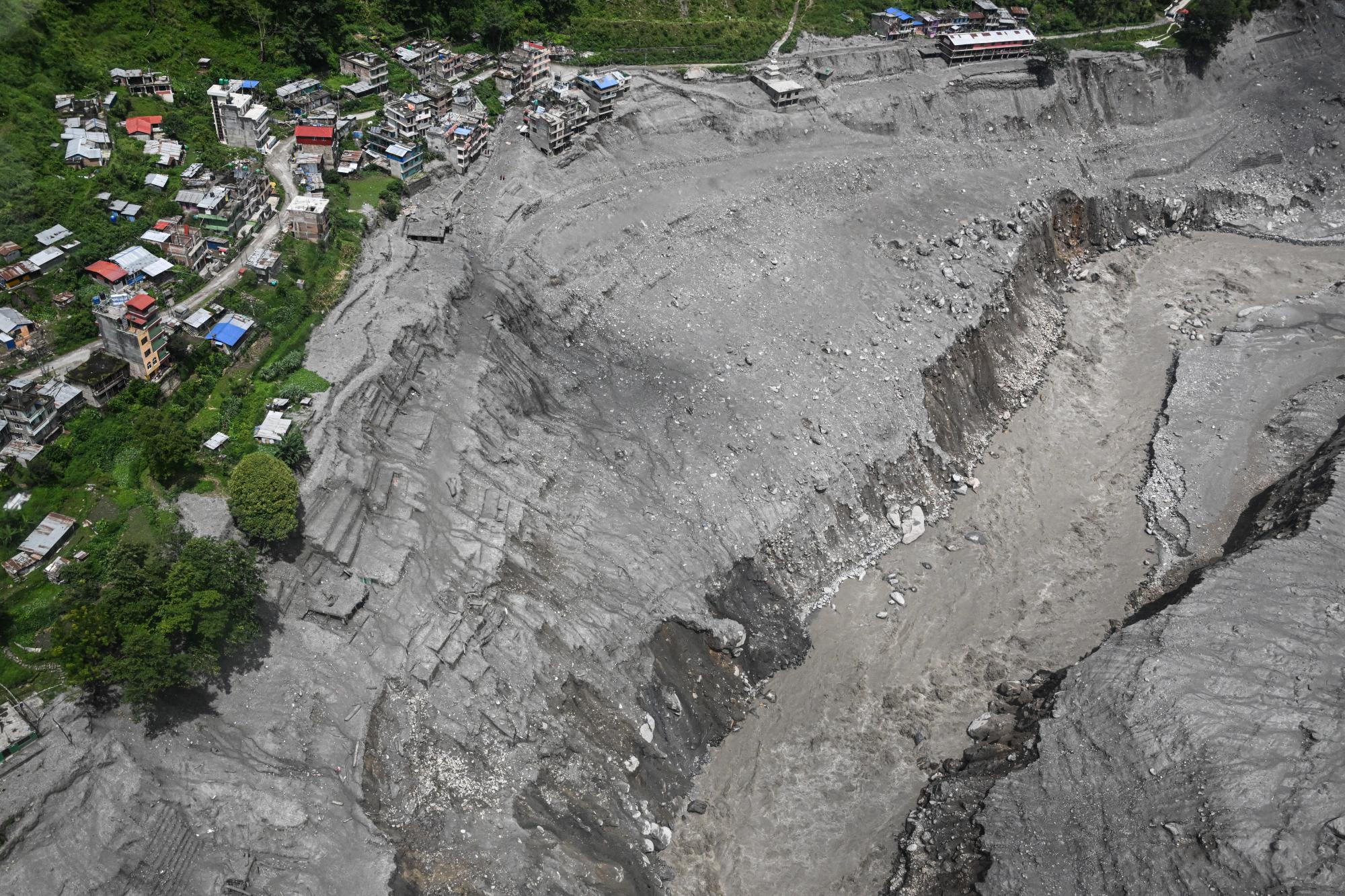 From the air, a trail of destruction along Nepal’s Trishuli River flood disaster zone