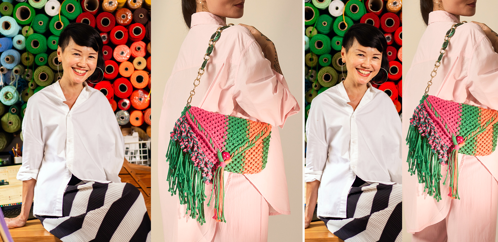 She failed arts and crafts in school. Now, she makes one-of-a-kind macrame bags while helping others